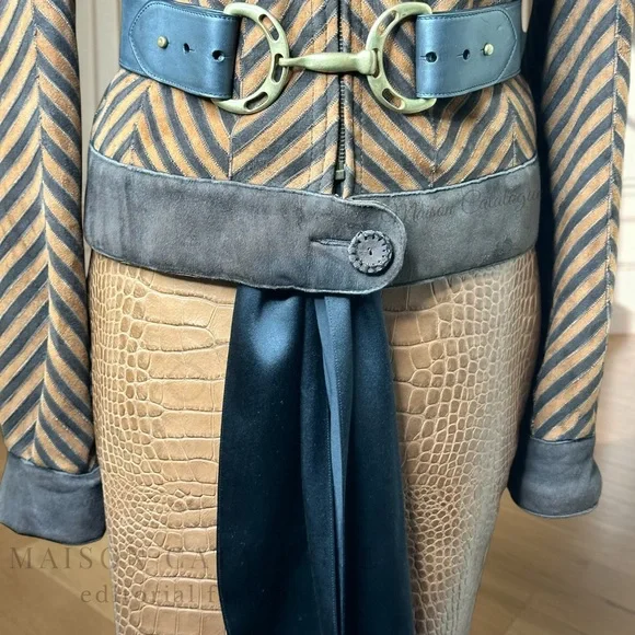 Dennis Basso Vintage Mink & Lamb Suede Shearling Chevron Piecework Jacket